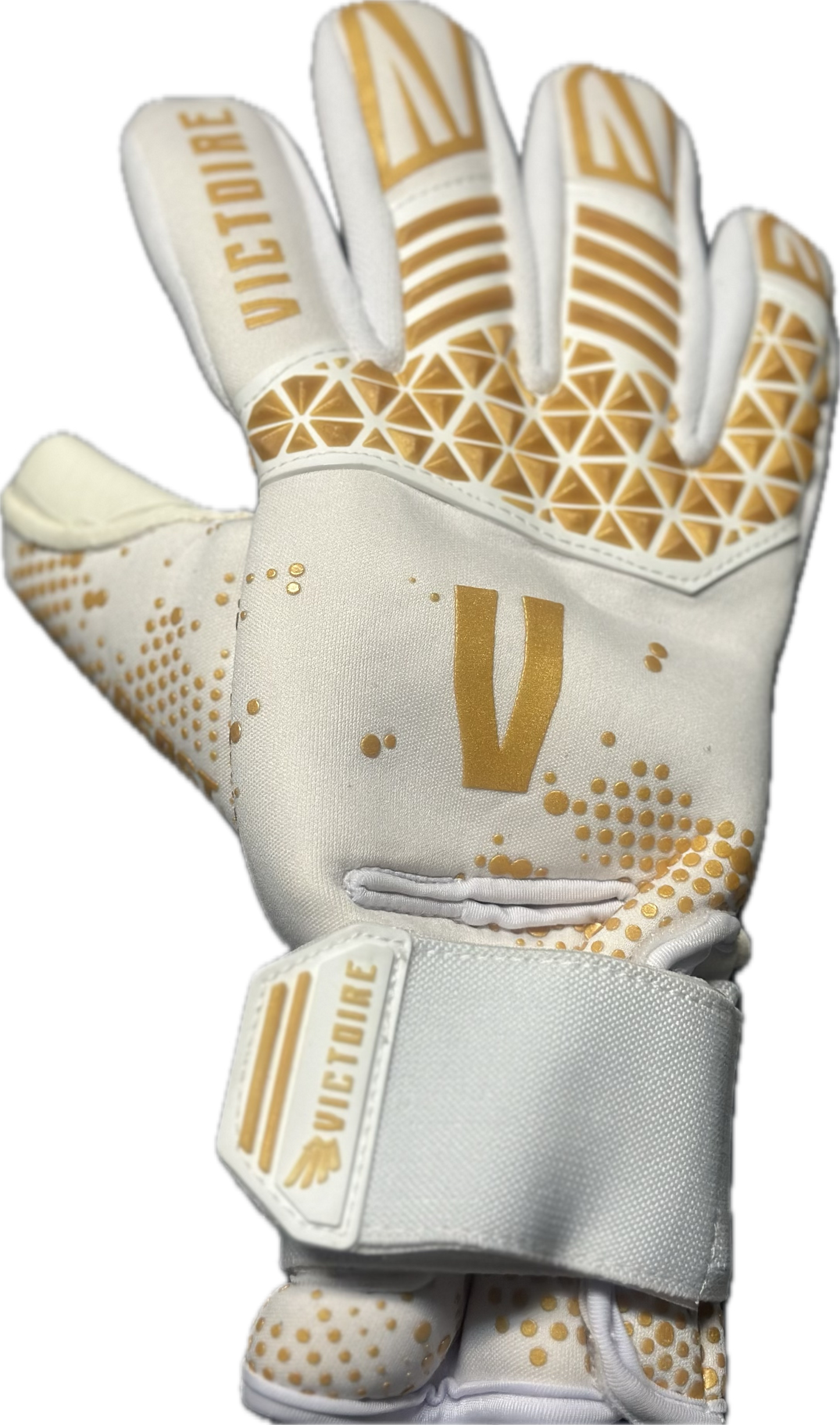 Victoire Gold, white Neoprene Goalkeeper Gloves