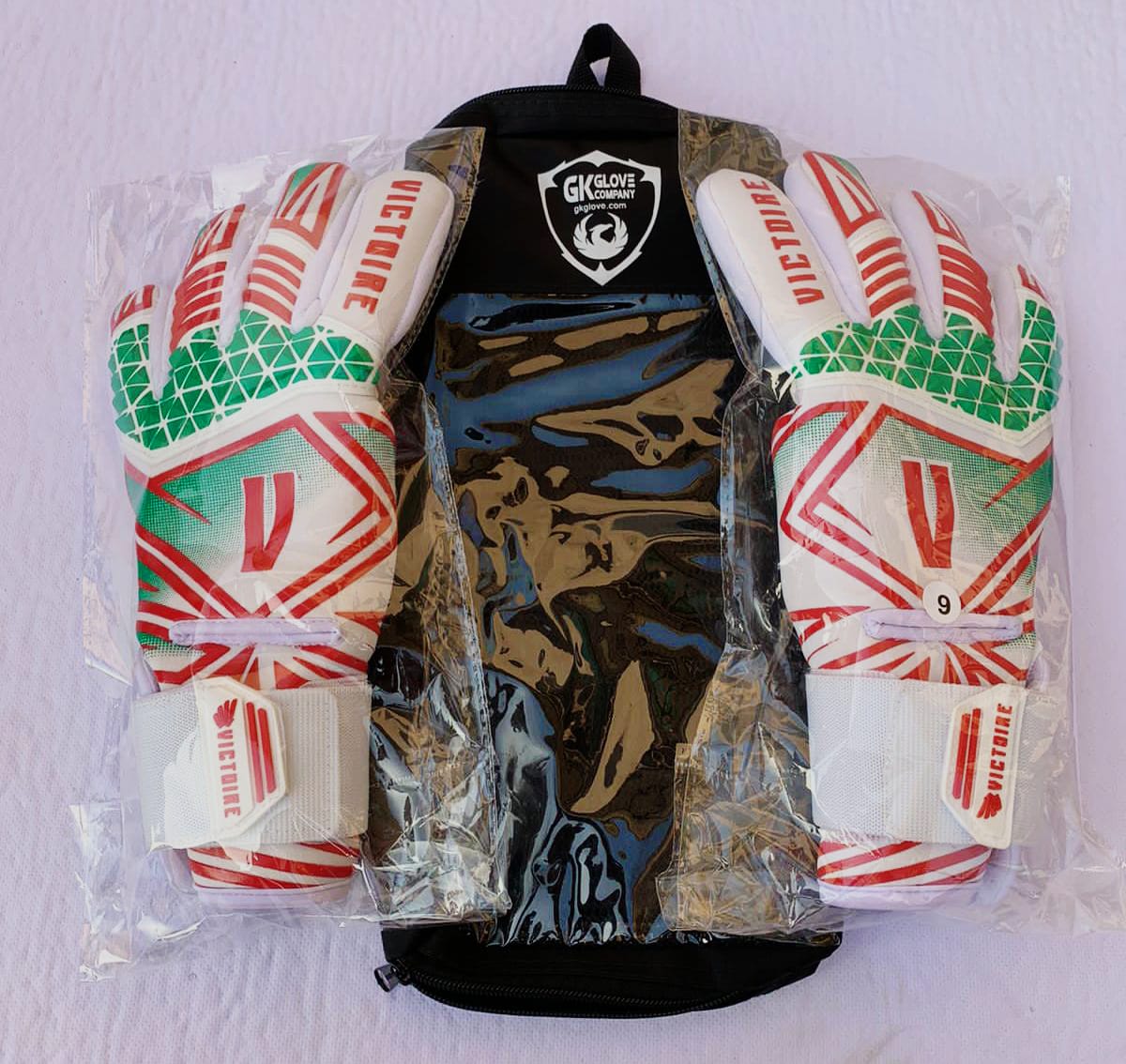 Victoire White/Green, Red, Neoprene Goalkeeper Gloves
