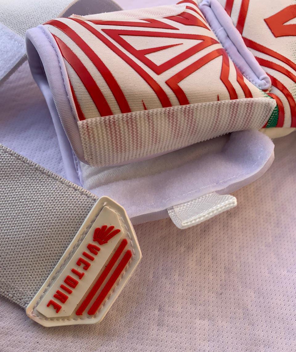 Victoire White/Green, Red, Neoprene Goalkeeper Gloves