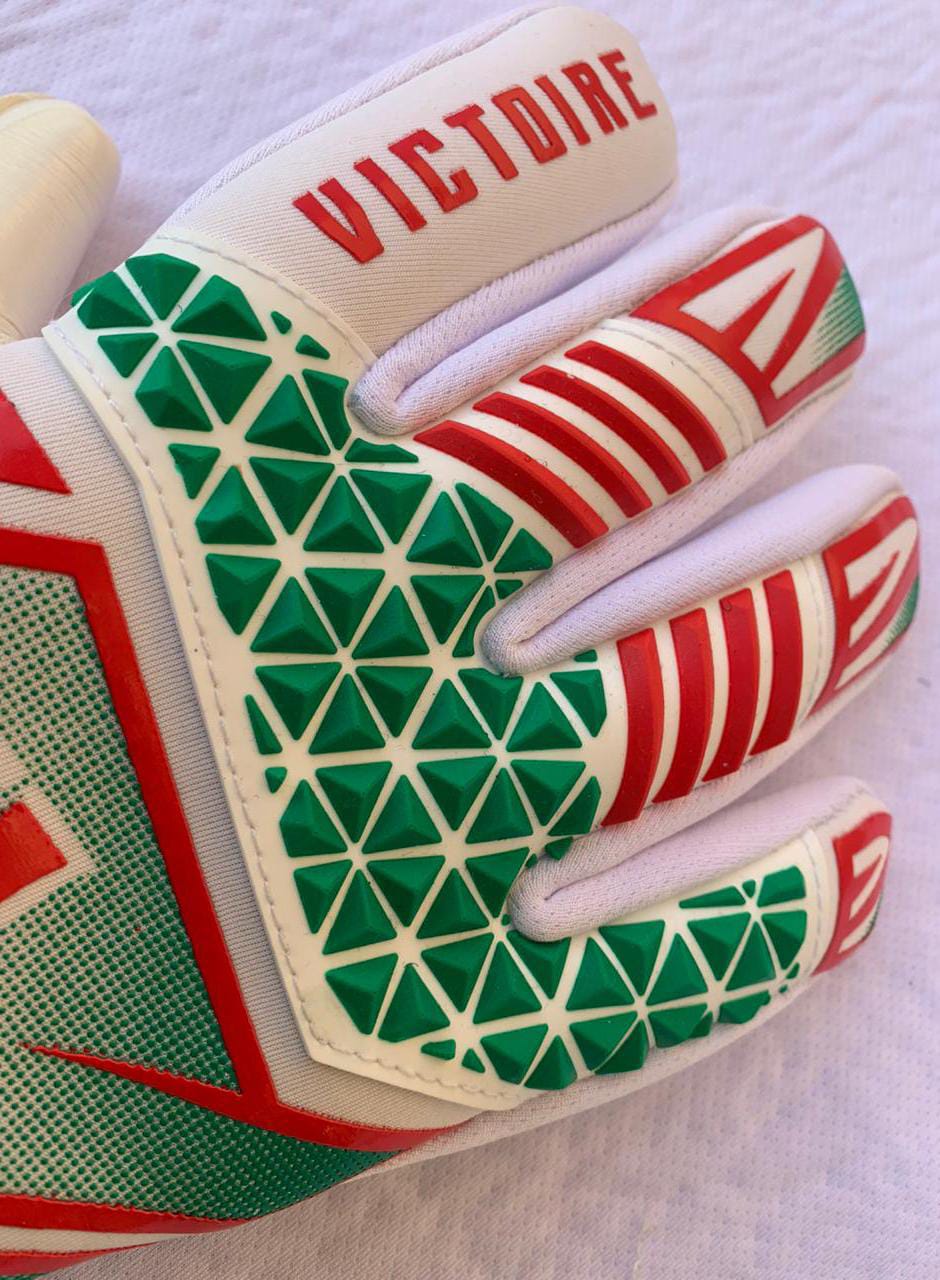 Victoire White/Green, Red, Neoprene Goalkeeper Gloves