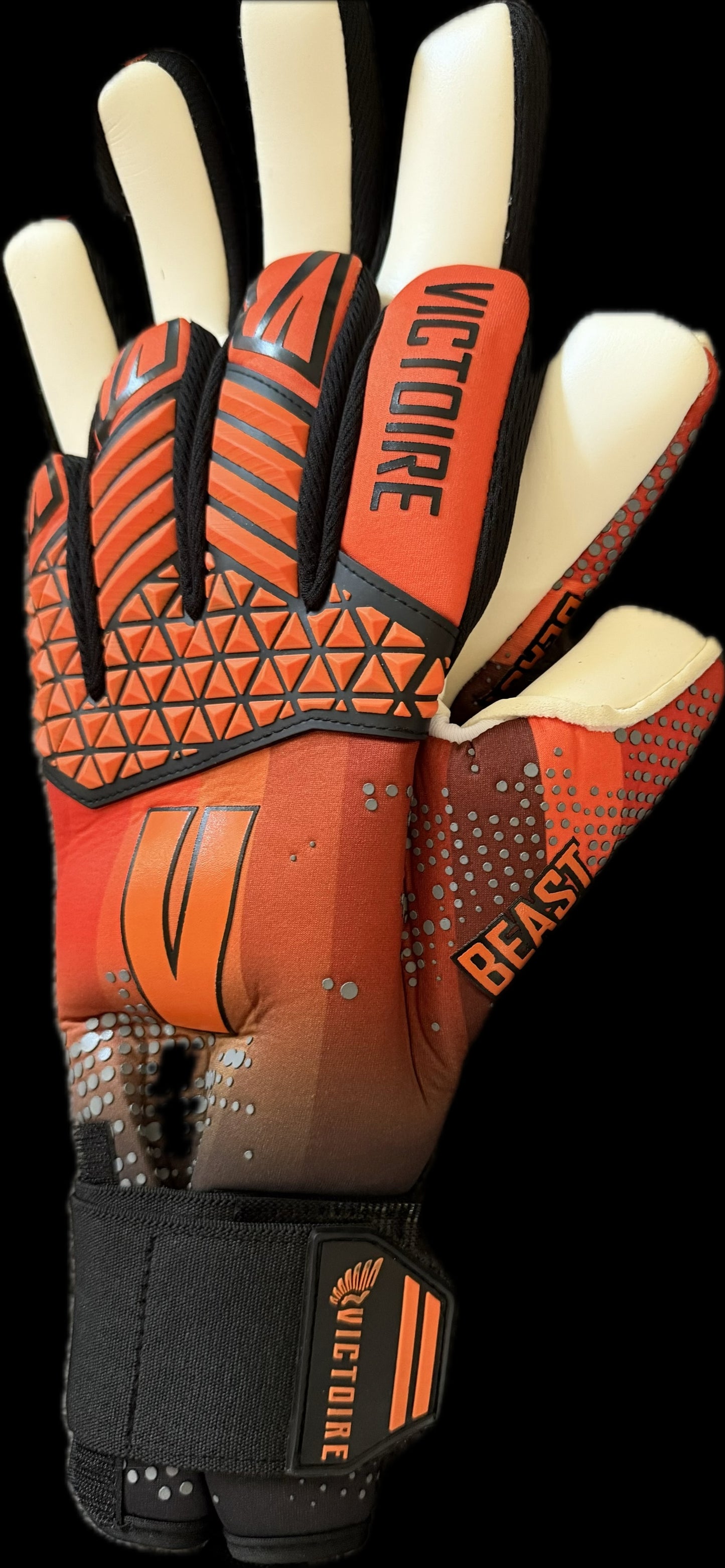 Victoire Black, Orange, White Neoprene Goalkeeper Gloves