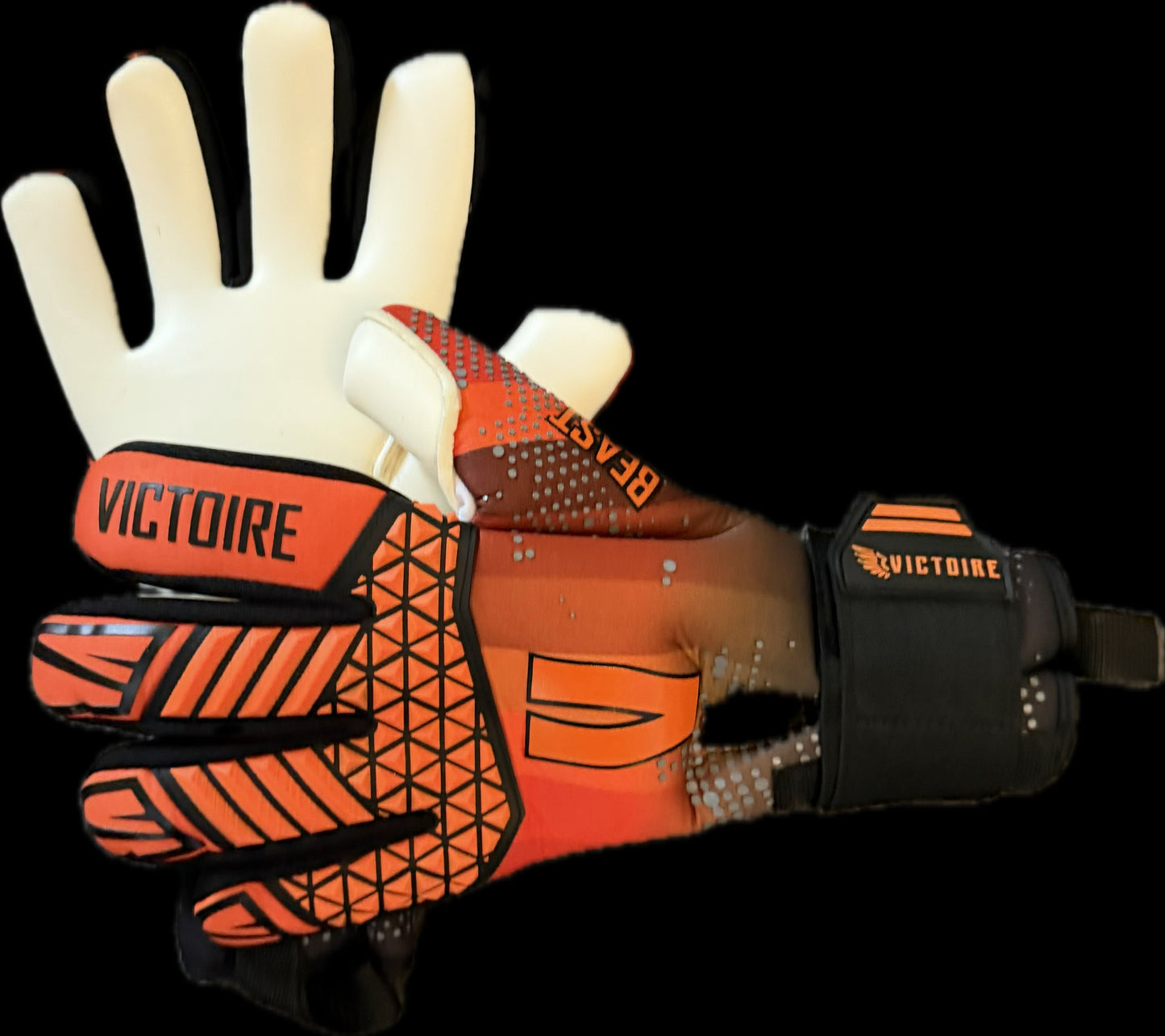 Victoire Black, Orange, White Neoprene Goalkeeper Gloves