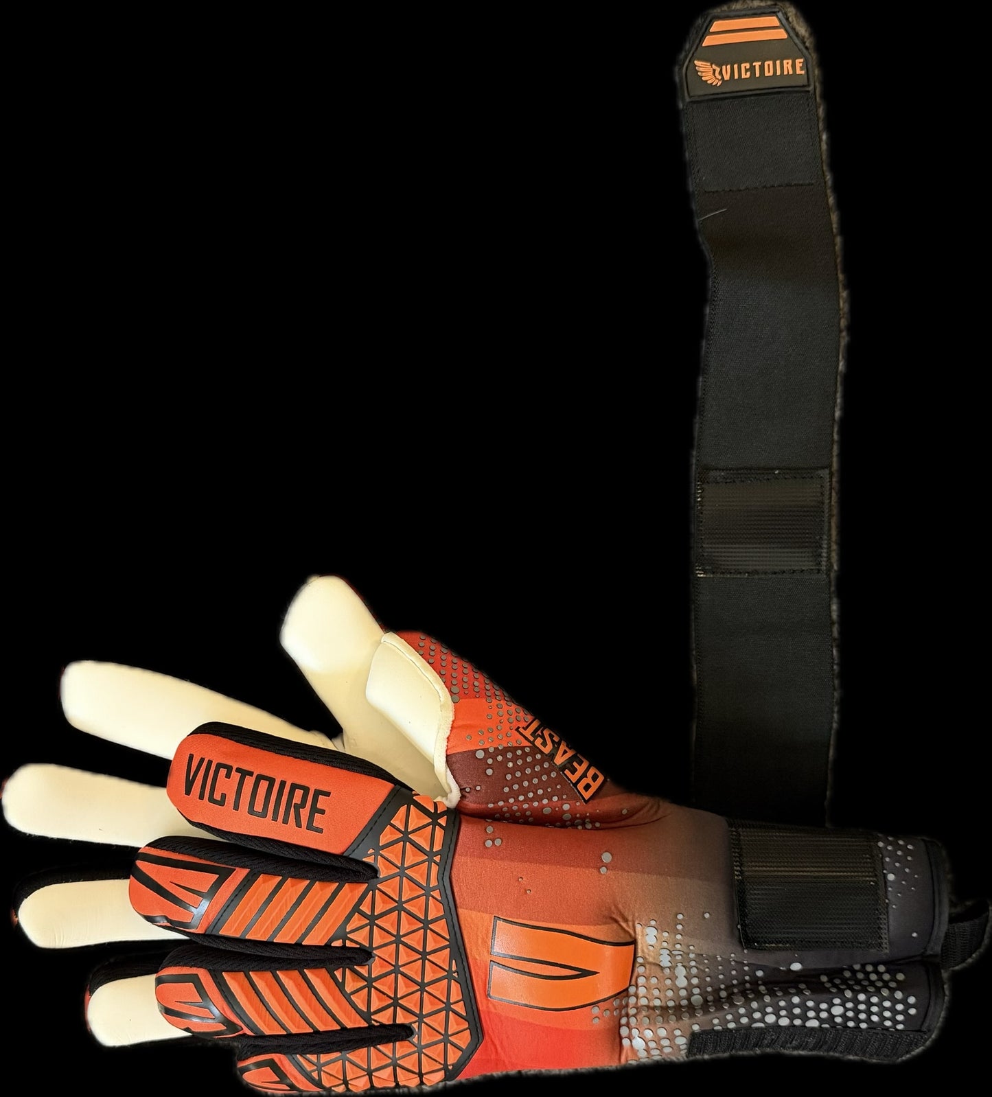 Victoire Black, Orange, White Neoprene Goalkeeper Gloves