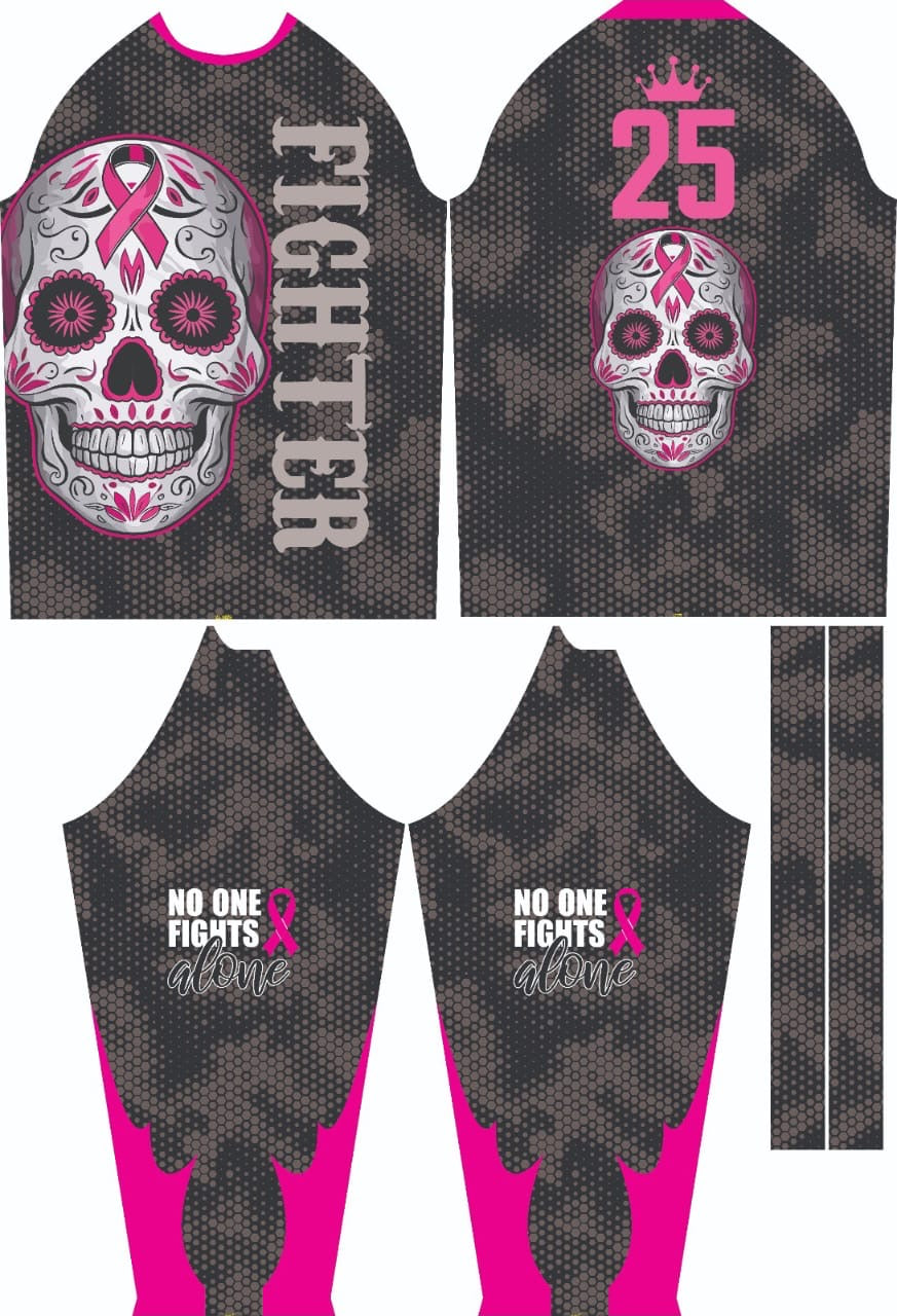 Proline Sugar Skull Cancer Awareness Jersey Long Sleeve