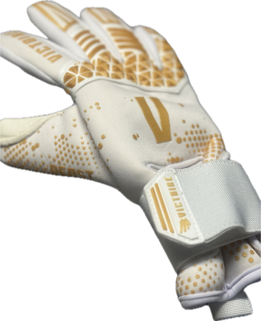 Victoire Gold, white Neoprene Goalkeeper Gloves