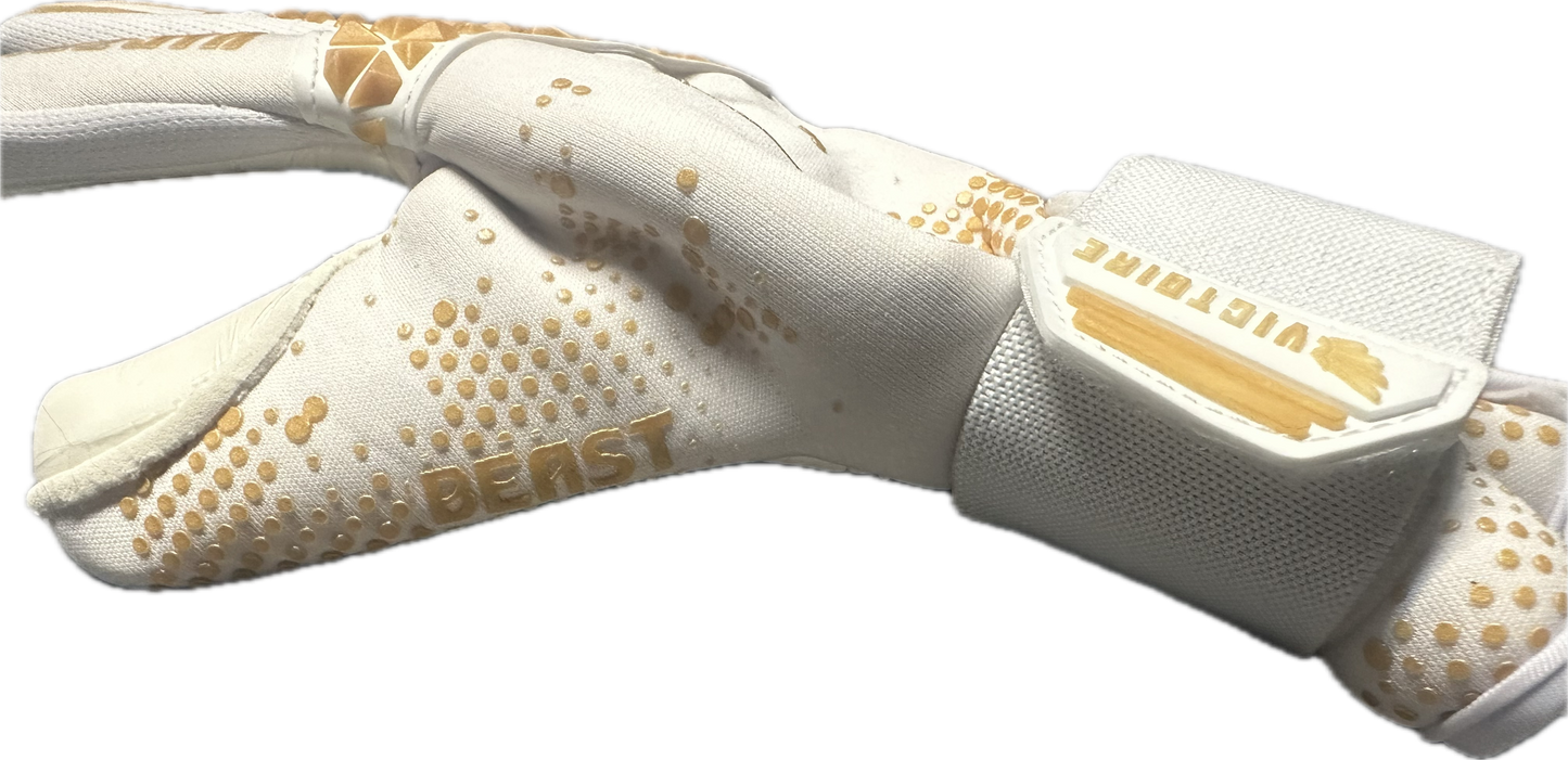 Victoire Gold, white Neoprene Goalkeeper Gloves
