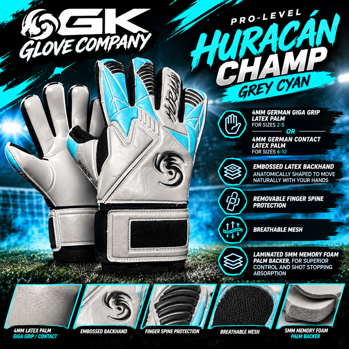 HURACAN Champ Grey and Cyan