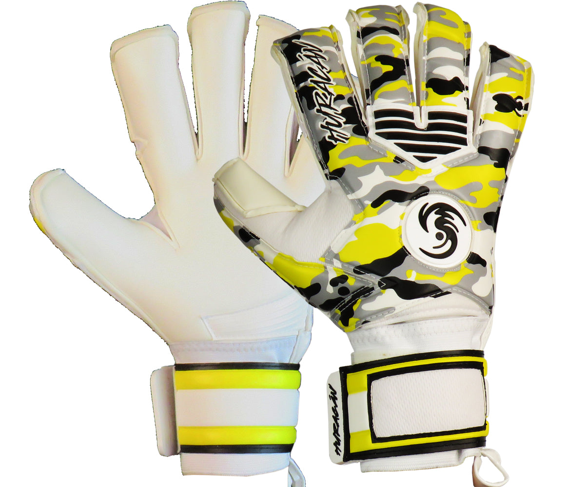 Yellow and black camo goalkeeper gloves