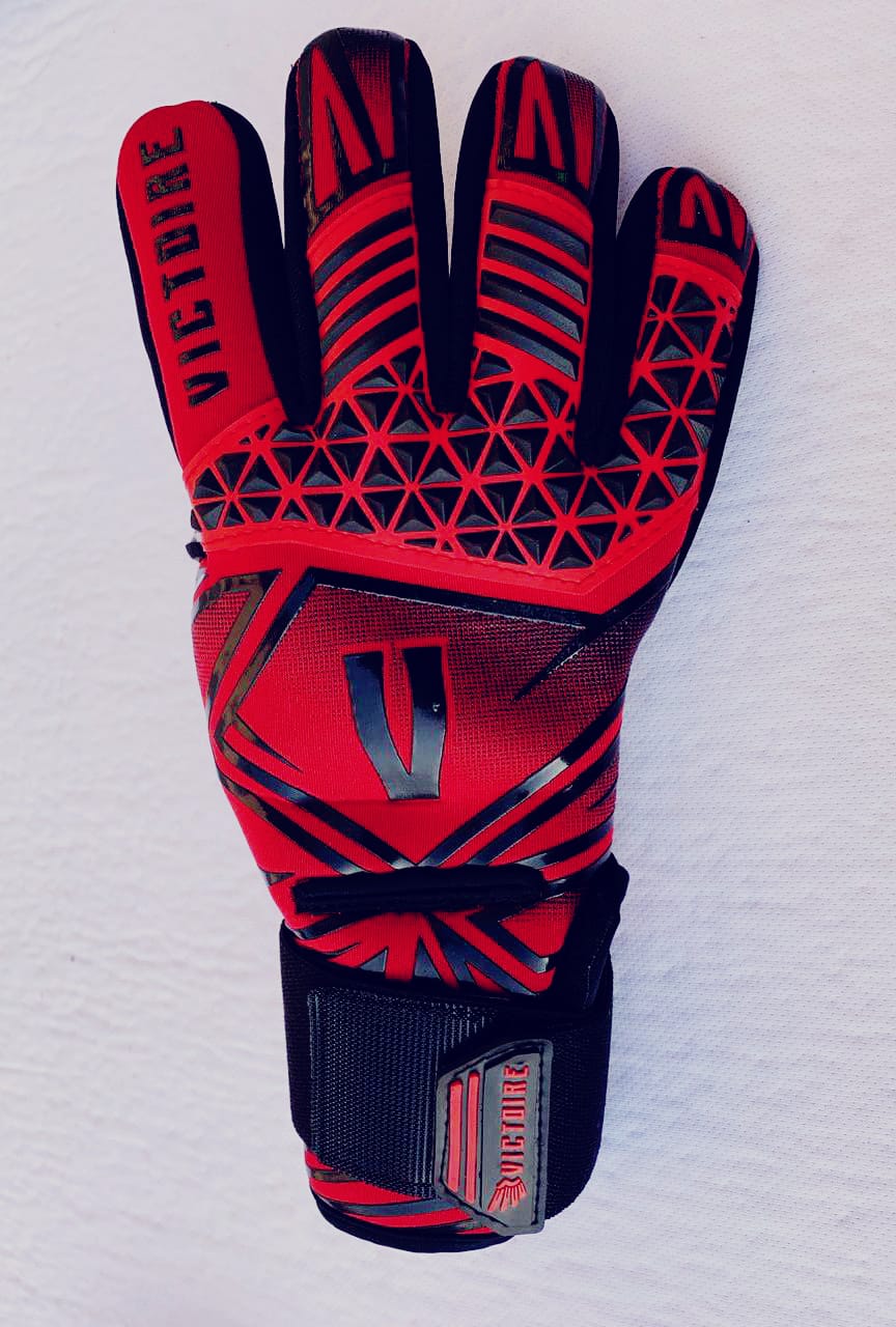 Red and black goalkeeper gloves on sale