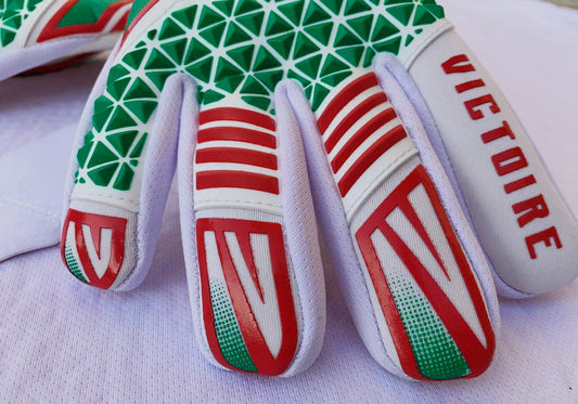 Victoire White/Green, Red, Neoprene Goalkeeper Gloves